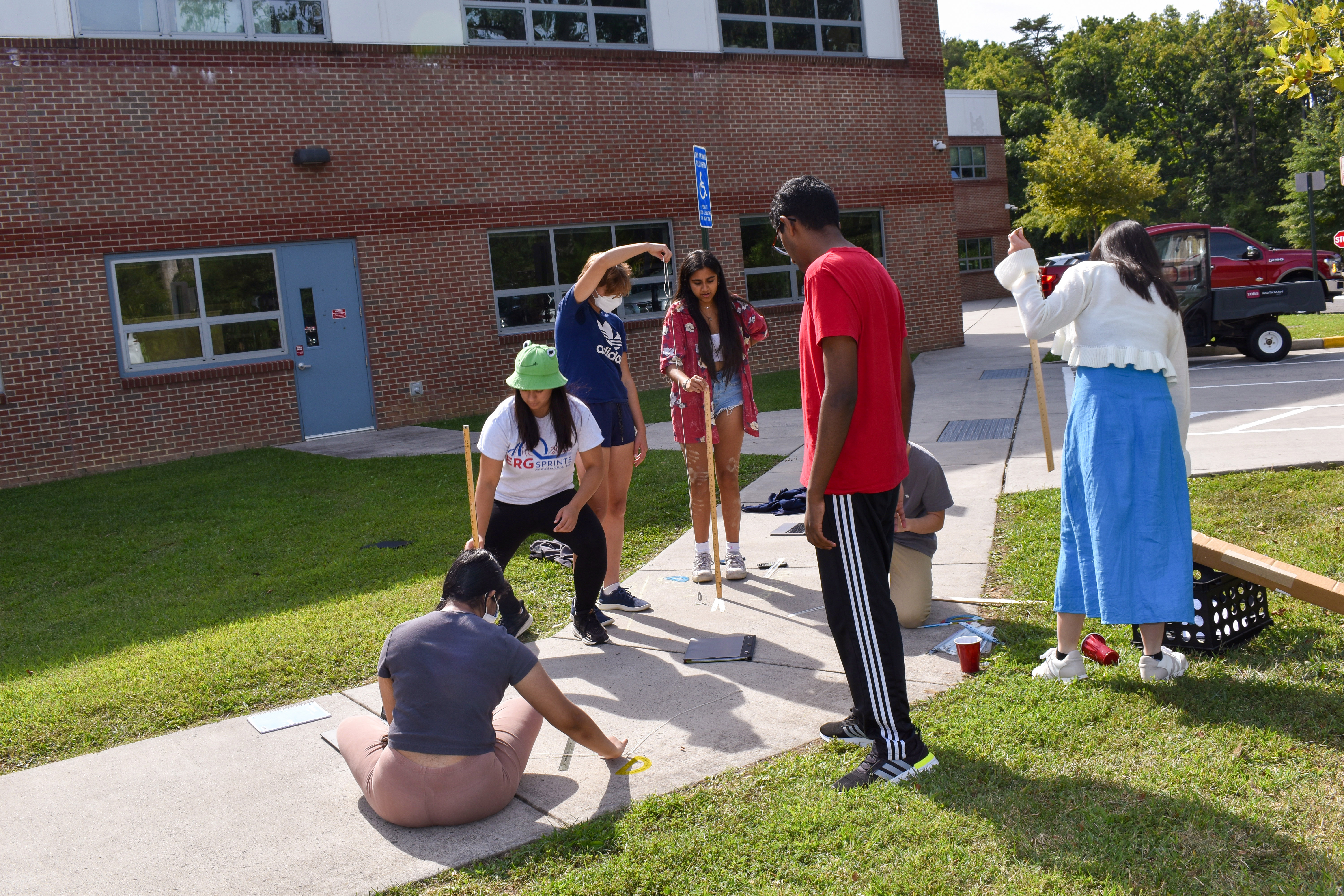 Students measuring the circumference of the Earth