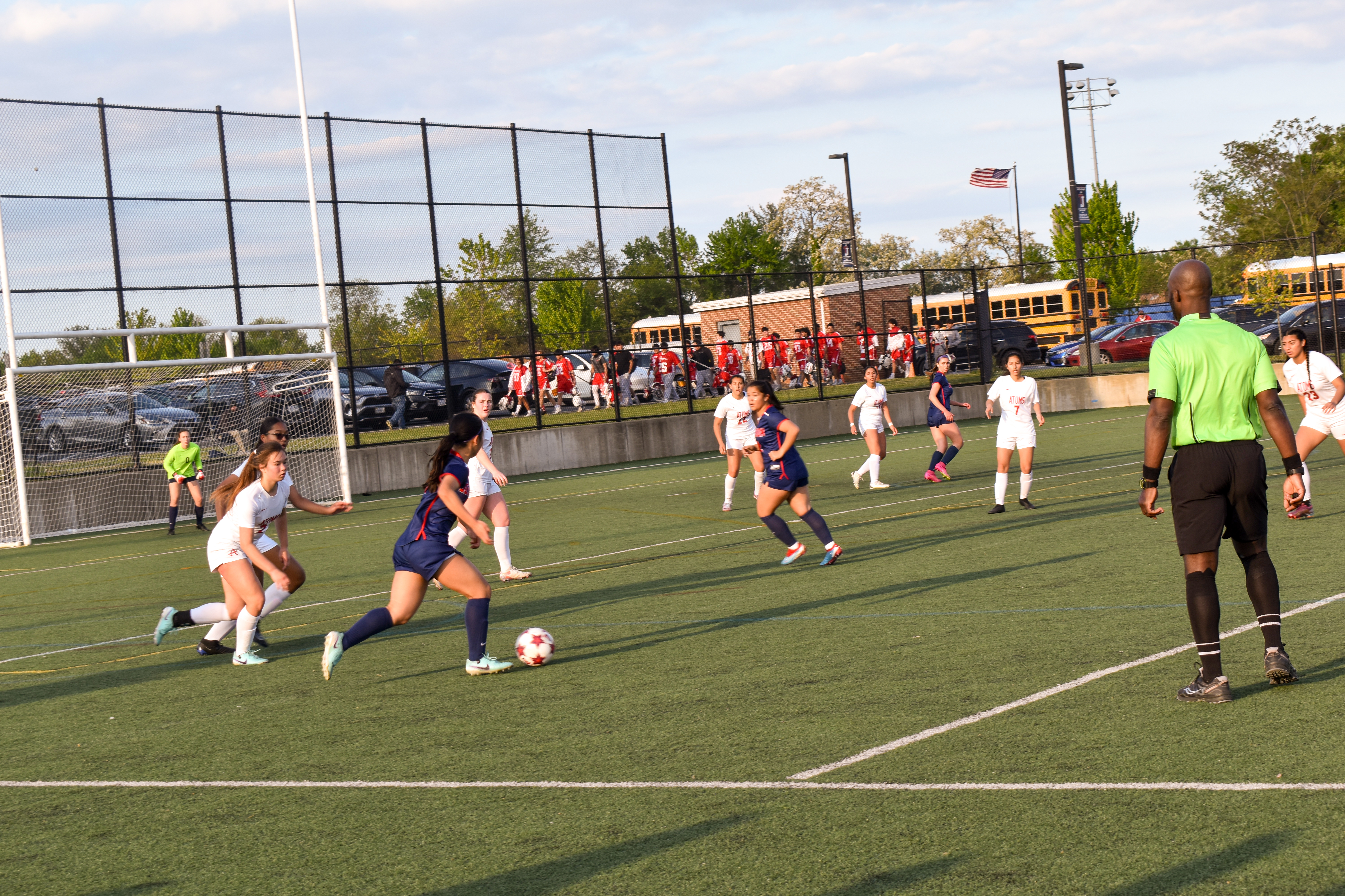 Girls soccer team competing