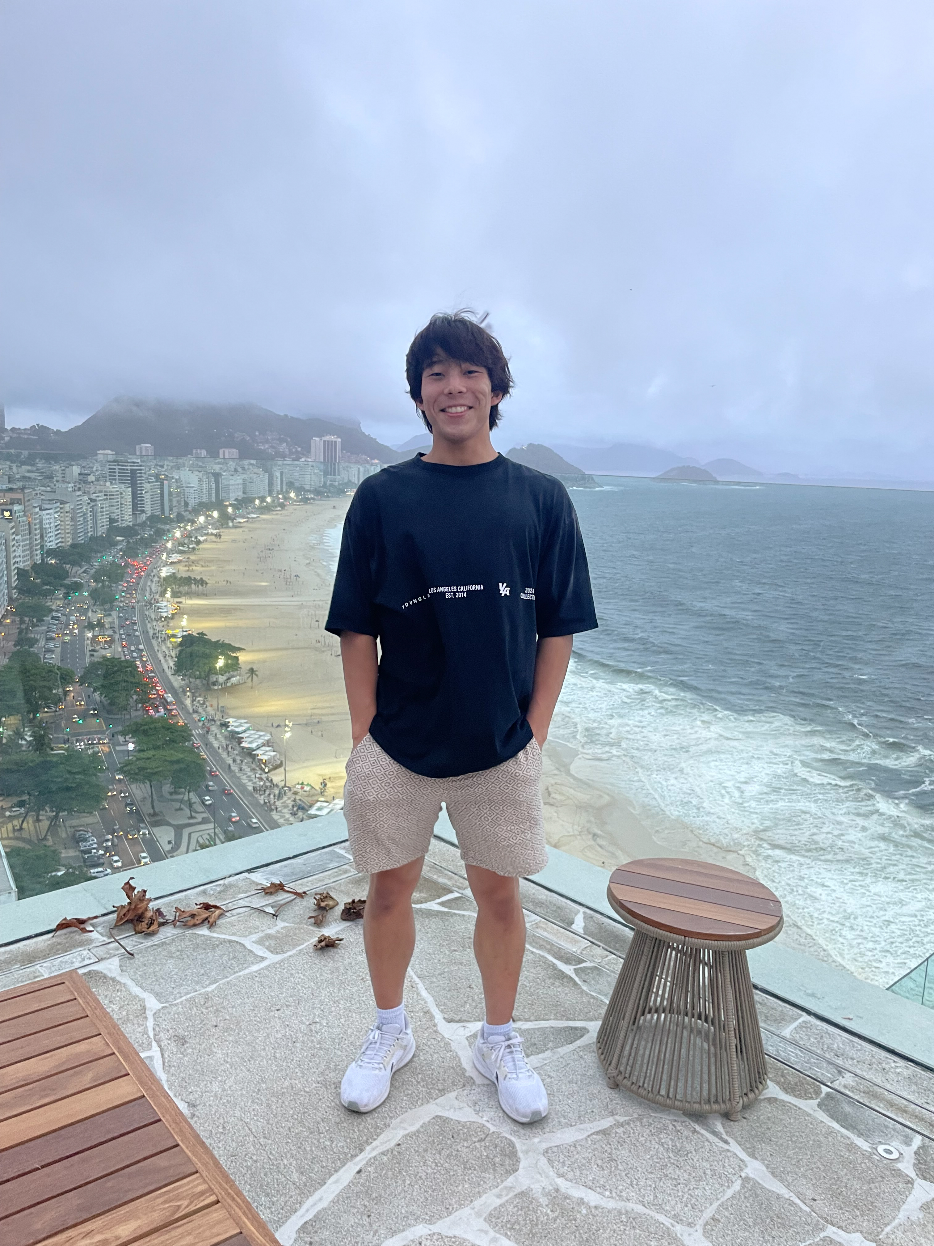 Rem Turatbekov, a senior at Thomas Jefferson High School for Science and Technology, stands in Rio de Janeiro during his trip to the Junior World Diving Championships in November.